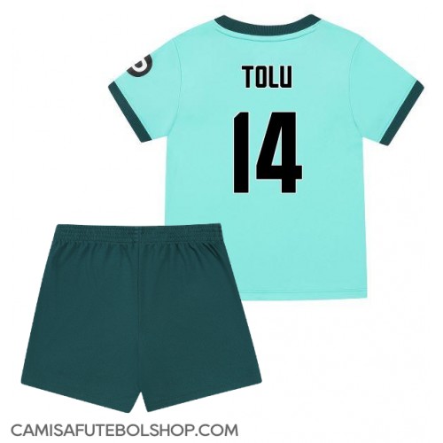 Camisa de time de futebol Wolves Tolu Arokodare #14 Replicas 2º Equipamento Infantil 2025-26 Manga Curta (+ Calças curtas)